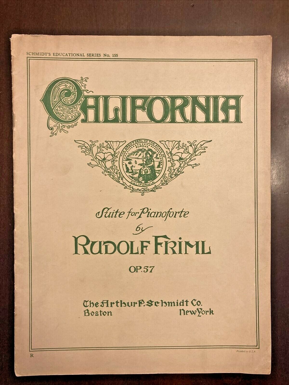 Antique 1910 California Suite For Pianoforte By Rudolf Friml Op. 57 Music Book